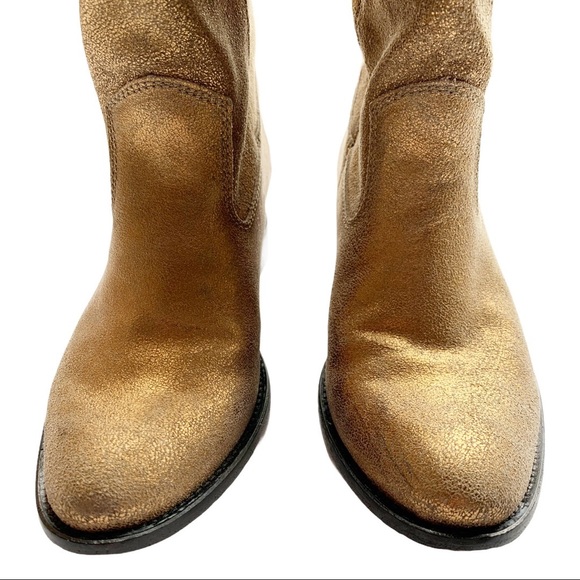 Schutz Metallic Gold Short Booties Size 6 - Picture 3 of 7